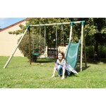 Chalet & jardin ? portique en bois trait� autoclave ? toboggan 220 cm + 2 balan�oires + �chelle ? pour ...