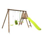M&s - balan�oire en bois trait� 3 agr�s et toboggan tulipe