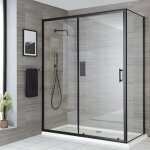 Hudson reed - portland - porte de douche coulissante moderne 140cm avec paroi de retour 90cm - noir Hudson reed - portland - porte de douche coulissante moderne 140cm avec paroi de retour 90cm - noir