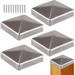 Post caps 9x9cm - 5 pieces metal post cover, pyramid shape fence post caps for wooden posts - protective ...