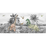 Poster g�ant horizontal dinosaure en noir et blanc 170 x 75 cm