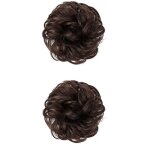 Postiche en 2 pi�ces avec �lastique, chignon, �lastiques pour cheveux boucl�s, extensions de cheveux, ...