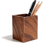 Pot � crayons en bois de noyer - fait � la main - en bois massif - pour papeterie, pinceaux de maquillage, ...