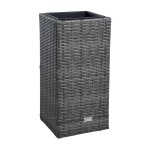 Estexo - pot de fleurs avec cache pot en polyrotin 30 x 30 x 60 cm gris anthracite Estexo - pot de fleurs avec cache pot en polyrotin 30 x 30 x 60 cm gris anthracite