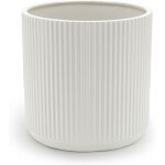 Pot de fleurs en c�ramique blanche � rayures verticales ? id�al pour les plantes d'int�rieur, la d�coration ...