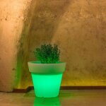Pot de fleurs led en r�sine h 45 mod. begonia tondo lampe verte