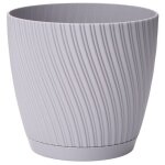 Pot de fleurs mika 13 avec soucoupe en platine form - plastic