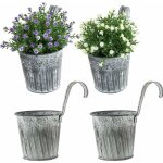 Vurahome - pot fleur suspendu vintage, 4 pi�ces seau jardini�re m�tal, pot fleur suspendu cl�ture, pot ...