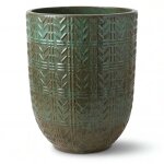 Pot grande taille d'ext�rieur mercure 51x64cm vert brumeux, fait main en terre cuite �maill�e, r�sistant ...