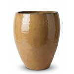 Pot grande taille d'ext�rieur poseidon 28x31cm jaune sahara, fait main en terre cuite �maill�e, r�sistant ...