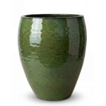 Pot grande taille d'ext�rieur poseidon 36x43cm vert tropical, fait main en terre cuite �maill�e, r�sistant ...