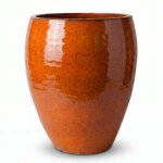Pot grande taille d'ext�rieur poseidon 46x55cm orange tropical, fait main en terre cuite �maill�e, r�sistant ...