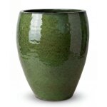 Pot grande taille d'ext�rieur poseidon 46x55cm vert tropical, fait main en terre cuite �maill�e, r�sistant ...