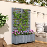Pot de jardin avec treillis int�gr� - bac � fleurs ext�rieur sur roulettes pliantes, pour plantes grimpantes, ...