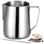 Pot � lait - 350ml caf� au lait cappuccino pichet a lait inox pour faire mousser le lait avec stylo d�coratif ...