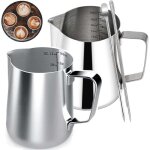 Pot � lait en acier inoxydable, 2 pi�ces caf� pot � lait lait pichet pichet tasse avec mesure mark et ...