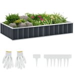 Potager carr� en acier ondul� anthracite, 174x90x30 cm, montage sans outil, pr�t en 5 min