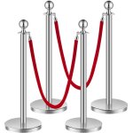 Poteau de guidage, 4 pcs, barriere de balisage pour controle de foules, avec base creuse, 2 cordes velours ...
