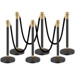 Poteau de guidage, 6 pcs, barriere de balisage pour controle de foules, avec base creuse, 4 cordes en ...
