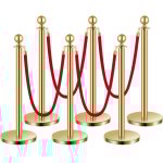 Poteau de guidage, 6 pcs, barriere de balisage pour controle de foules, avec base creuse, 4 cordes velours ...