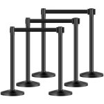 Poteau de guidage, 6 pcs, barriere de balisage pour controle de foules, avec base creuse, sangle retractable ...