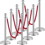 Poteau de guidage, 8 pcs, barriere de balisage pour controle de foules, avec base creuse, 4 cordes velours ...