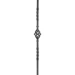 Poteau avec motif vrille et torsade, forg� - hauteur 1200mm base carr� de section 25mm - fer forg� - ...