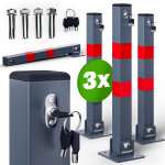 Poteau de stationnement, de parking, barri�re de stationnement pliable avec cl�s 3x