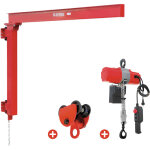 Potence murale 500 kg avec palan �lectrique � cha�ne 6 m et chariot roulant mw tools phm500set2