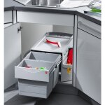 Hailo - poubelle d'angle encastrable tri slectif 2 bacs 36l (18 + 18) rondo