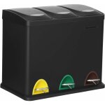 Poubelle cuisine, poubelle de tri 3 x 8l, avec couvercles, poubelle triple en acier pour les petites ...
