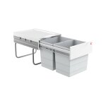 Poubelle de cuisine tri slectif 2 bacs encastrable 40l (18 + 18) hailo raumspar tandem coloris - gris ...