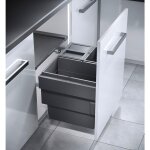 Hailo - poubelle de cuisine tri slectif 3 bacs encastrable 54l (28 + 13 + 13) cargo synchro
