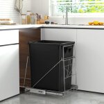 Poubelle encastrable coulissante 35 x 2 l collecteur de dchets sur glissires charge 50 kg fermeture ...