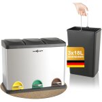 Maxcraft - poubelle à pédale avec 3 conteneurs et des couvercles - 54 litre (3 x 18 litre) Maxcraft - poubelle à pédale avec 3 conteneurs et des couvercles - 54 litre (3 x 18 litre)