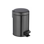 Poubelle  pdale leman, mini poubelle salle de bain, capacit 3l, acier inox, 17x25x22, 5 cm, noir mtallique ...