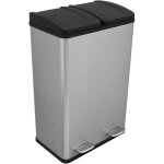 Monster - shop - poubelle  pdale recyclage 2 en 1 argent 60l mtallique poubelle de cuisine  double ...