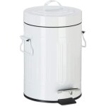 Helloshop26 - poubelle � p�dale vintage cuisine ou la salle de bain en m�tal 3 litres blanc