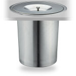 Poubelle plan de travail, 8 l, encastrable, inox, dchets organiques, avec couvercle, hxd 25 x 27 cm, ...