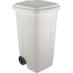 Poubelle en plastique 80 lt blanc avec couvercle a' roulettes sur deux roues cm 45x50x78h poubelle