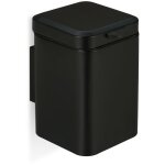 Poubelle salle de bain, montage mural, 3 l, m�canisme fermeture, seau int�rieur amovible, noir - relaxdays ...