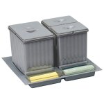 Gollinucci - poubelle de tiroir - 3 bacs - 31 l - contenance : 31 l - dcor : gris - hauteur : 303 mm ...
