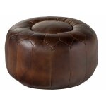 Pouf 60x60 cuir brun chesterfield 18