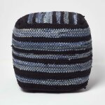 Homescapes - pouf carr en denim bleu - 40 cm - texas