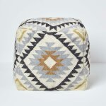 Homescapes - pouf carr en laine kilim agra, 43 cm