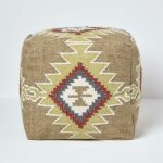Homescapes - pouf carré en laine kilim jaipur, 43 cm Homescapes - pouf carré en laine kilim jaipur, 43 cm