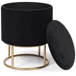 Pouf coffre rangement fashion commerce velours noir