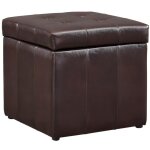 Vente - unique - pouf coffre de rangement serafino en simili - marron