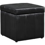 Vente - unique - pouf coffre de rangement serafino en simili - noir