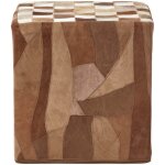 Homescapes - pouf en cuir motifs patchwork 36 x 36 x 38 cm